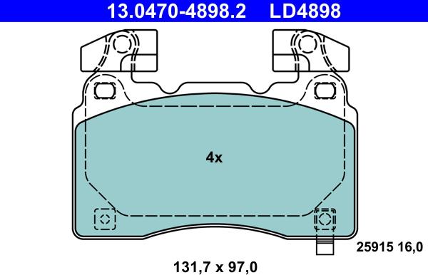 ATE 13.0470-4898.2 - Комплект спирачно феродо, дискови спирачки vvparts.bg