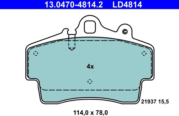 ATE 13.0470-4814.2 - Комплект спирачно феродо, дискови спирачки vvparts.bg