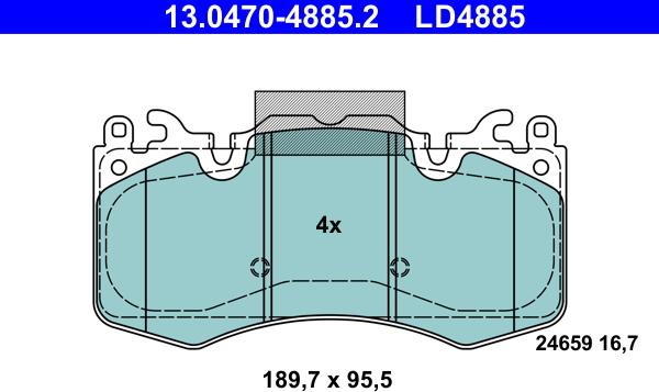 ATE 13.0470-4885.2 - Комплект спирачно феродо, дискови спирачки vvparts.bg