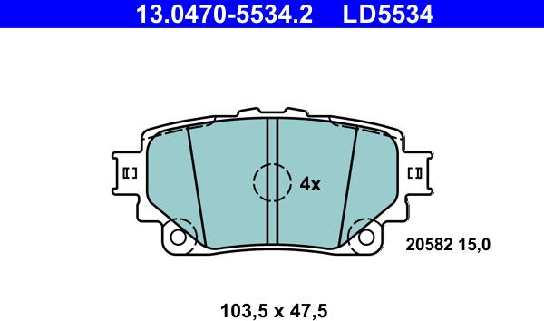 ATE 13.0470-5534.2 - Комплект спирачно феродо, дискови спирачки vvparts.bg