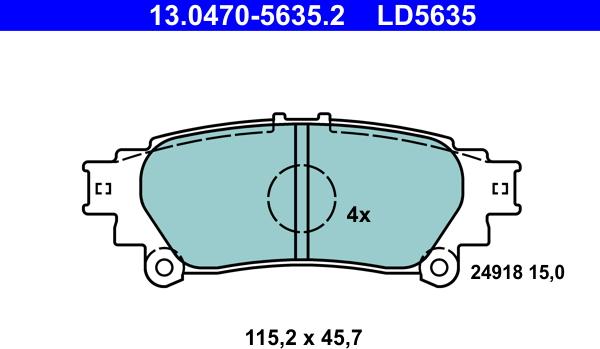 ATE 13.0470-5635.2 - Комплект спирачно феродо, дискови спирачки vvparts.bg