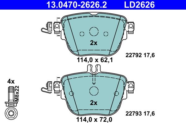 ATE 13.0470-2626.2 - Комплект спирачно феродо, дискови спирачки vvparts.bg