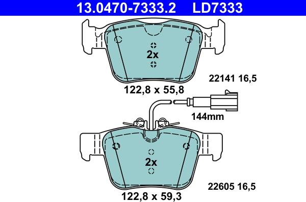 ATE 13.0470-7333.2 - Комплект спирачно феродо, дискови спирачки vvparts.bg