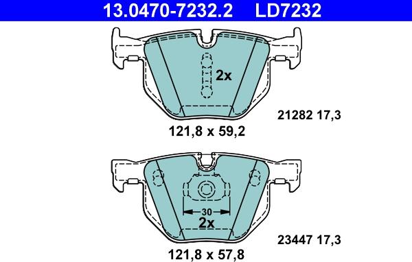 ATE 13.0470-7232.2 - Комплект спирачно феродо, дискови спирачки vvparts.bg