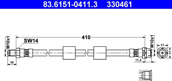 ATE 83.6151-0411.3 - Спирачен маркуч vvparts.bg