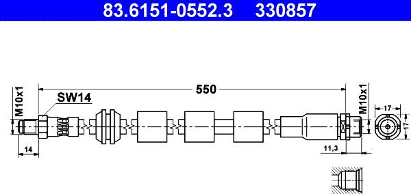 ATE 83.6151-0552.3 - Спирачен маркуч vvparts.bg