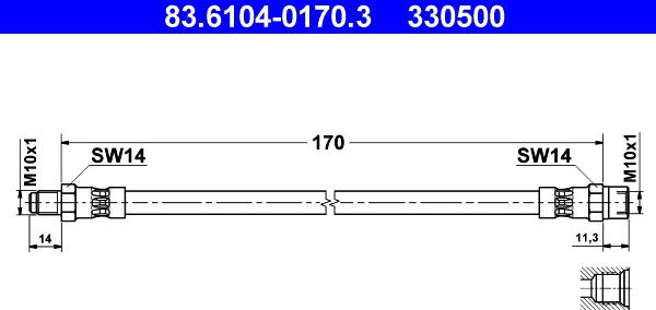 ATE 83.6104-0170.3 - Спирачен маркуч vvparts.bg