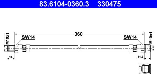 ATE 83.6104-0360.3 - Спирачен маркуч vvparts.bg