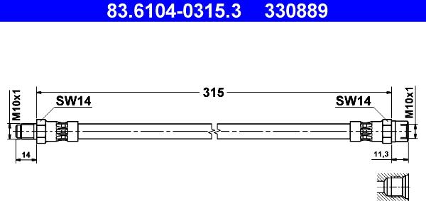 ATE 83.6104-0315.3 - Спирачен маркуч vvparts.bg