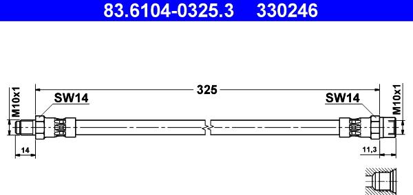 ATE 83.6104-0325.3 - Спирачен маркуч vvparts.bg