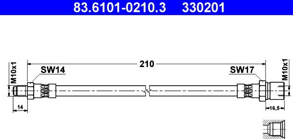 ATE 83.6101-0210.3 - Спирачен маркуч vvparts.bg