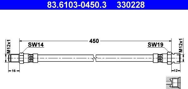 ATE 83.6103-0450.3 - Спирачен маркуч vvparts.bg