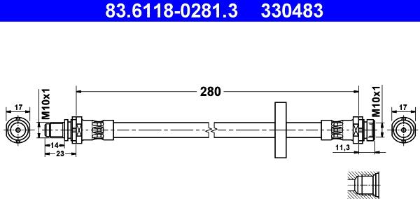 ATE 83.6118-0281.3 - Спирачен маркуч vvparts.bg