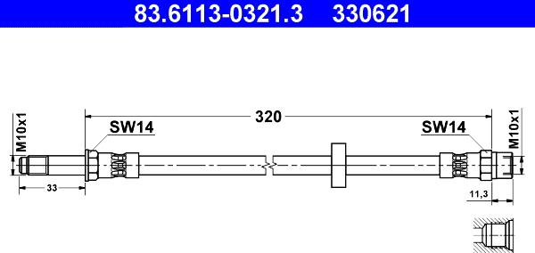 ATE 83.6113-0321.3 - Спирачен маркуч vvparts.bg