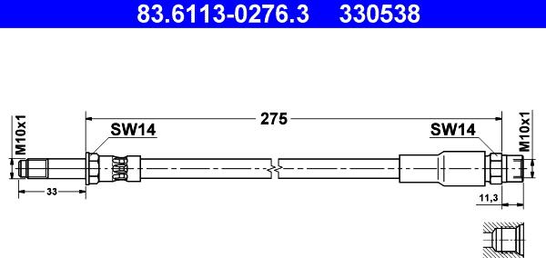 ATE 83.6113-0276.3 - Спирачен маркуч vvparts.bg