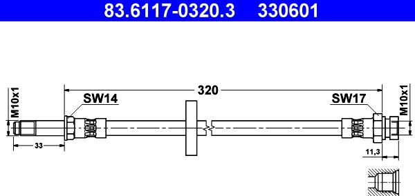 ATE 83.6117-0320.3 - Спирачен маркуч vvparts.bg