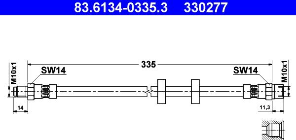 ATE 83.6134-0335.3 - Спирачен маркуч vvparts.bg