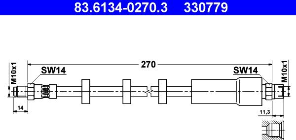 ATE 83.6134-0270.3 - Спирачен маркуч vvparts.bg