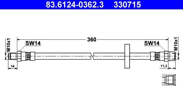 ATE 83.6124-0362.3 - Спирачен маркуч vvparts.bg