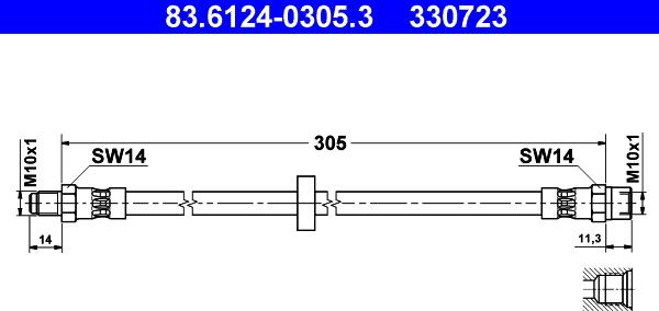 ATE 83.6124-0305.3 - Спирачен маркуч vvparts.bg