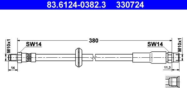 ATE 83.6124-0382.3 - Спирачен маркуч vvparts.bg