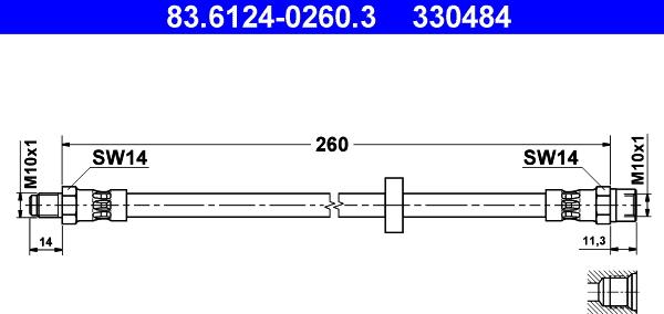 ATE 83.6124-0260.3 - Спирачен маркуч vvparts.bg