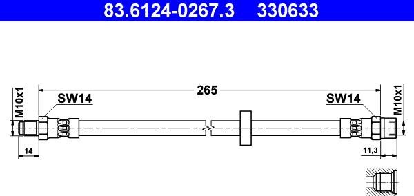 ATE 83.6124-0267.3 - Спирачен маркуч vvparts.bg