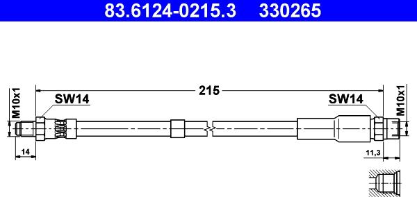 ATE 83.6124-0215.3 - Спирачен маркуч vvparts.bg