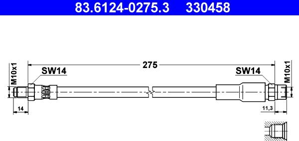 ATE 83.6124-0275.3 - Спирачен маркуч vvparts.bg