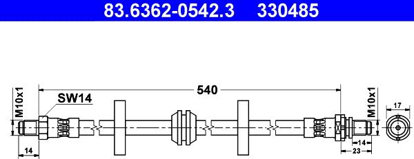 ATE 83.6362-0542.3 - Спирачен маркуч vvparts.bg