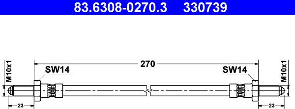 ATE 83.6308-0270.3 - Спирачен маркуч vvparts.bg