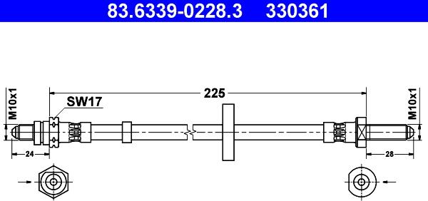ATE 83.6339-0228.3 - Спирачен маркуч vvparts.bg