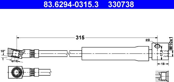 ATE 83.6294-0315.3 - Спирачен маркуч vvparts.bg