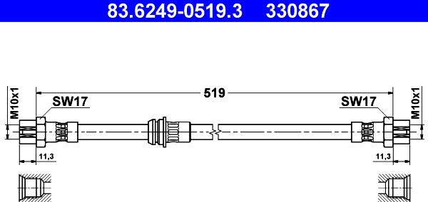 ATE 83.6249-0519.3 - Спирачен маркуч vvparts.bg