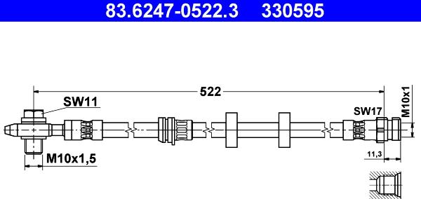 ATE 83.6247-0522.3 - Спирачен маркуч vvparts.bg