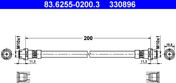 ATE 83.6255-0200.3 - Спирачен маркуч vvparts.bg