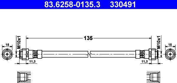 ATE 83.6258-0135.3 - Спирачен маркуч vvparts.bg