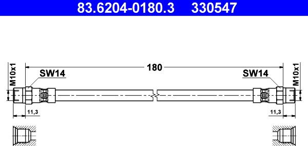 ATE 83.6204-0180.3 - Спирачен маркуч vvparts.bg