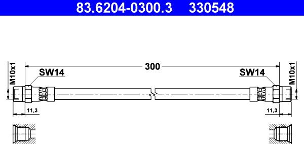 ATE 83.6204-0300.3 - Спирачен маркуч vvparts.bg