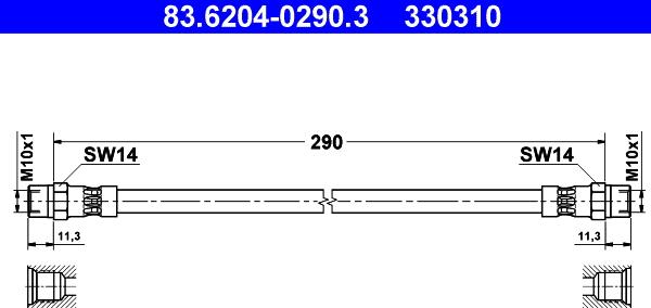 ATE 83.6204-0290.3 - Спирачен маркуч vvparts.bg