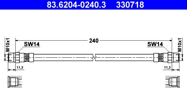 ATE 83.6204-0240.3 - Спирачен маркуч vvparts.bg