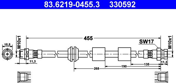 ATE 83.6219-0455.3 - Спирачен маркуч vvparts.bg