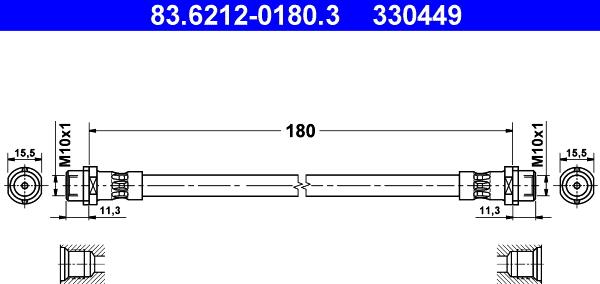 ATE 83.6212-0180.3 - Спирачен маркуч vvparts.bg