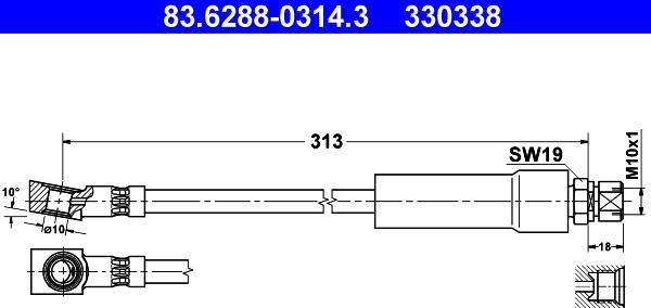 ATE 83.6288-0314.3 - Спирачен маркуч vvparts.bg