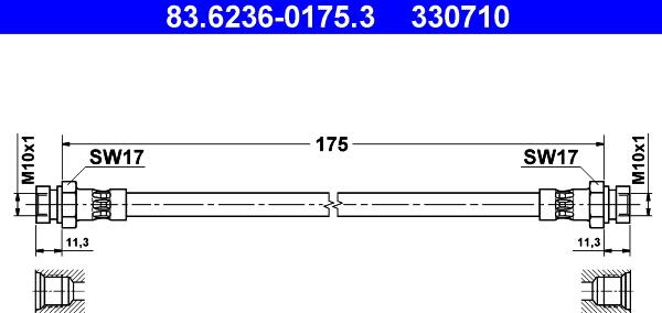 ATE 83.6236-0175.3 - Спирачен маркуч vvparts.bg