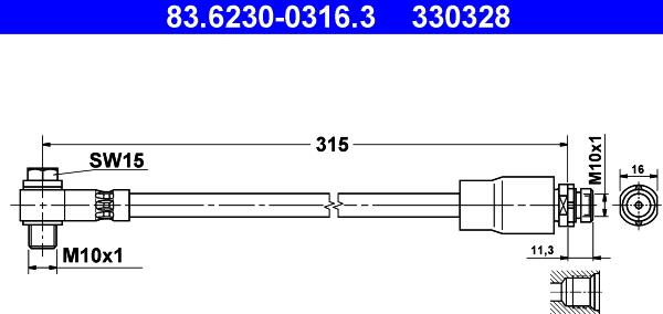 ATE 83.6230-0316.3 - Спирачен маркуч vvparts.bg