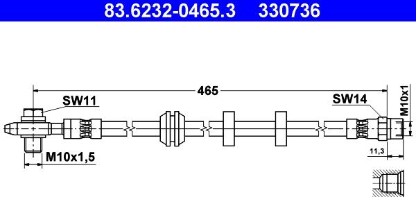 ATE 83.6232-0465.3 - Спирачен маркуч vvparts.bg