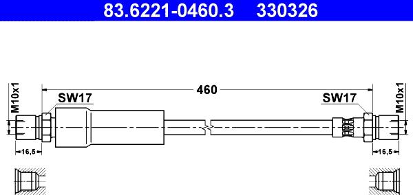 ATE 83.6221-0460.3 - Спирачен маркуч vvparts.bg