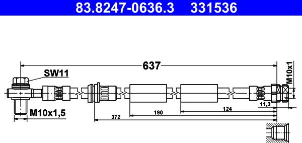 ATE 83.8247-0636.3 - Спирачен маркуч vvparts.bg