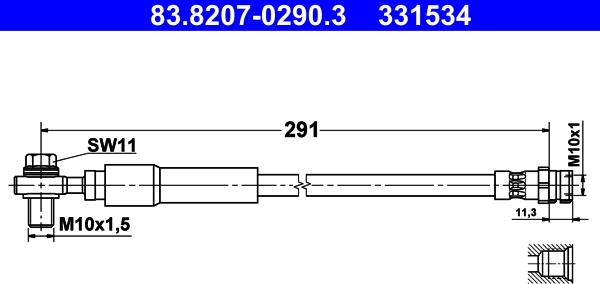 ATE 83.8207-0290.3 - Спирачен маркуч vvparts.bg